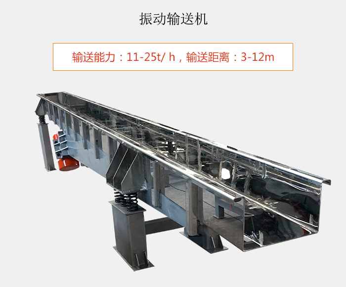 振動(dòng)輸送機(jī)：輸送能力：11-25t/ h，輸送距離：3-12m